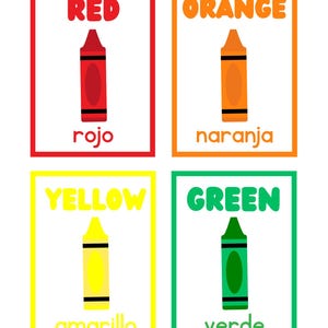 Colors Flashcards In ENGLISH and SPANISH |Early Learning| Printable Classroom Display| 3 Page PDF | 8.5"x11" Pages | Cut Into 11 Cards