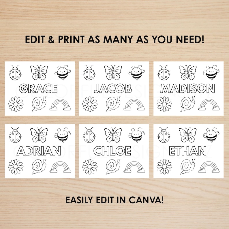 Spring Name Coloring Page for Kids | Editable Canva Printable - Etsy