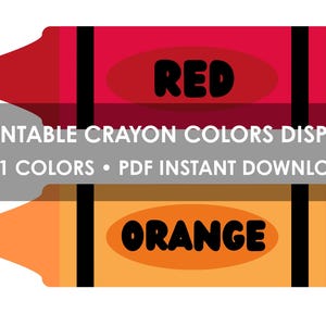 Tarjetas de crayones imprimibles / 11 colores / Tarjetas de aprendizaje de colores / Decoración colorida para el aula y la educación en casa / Descarga instantánea en PDF