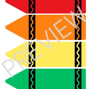 Recortes de giz de cera em 11 cores | Decoração para sala de aula e escola em casa para impressão, etiquetas de nome | Decoração de quadro de avisos | Sala de aula colorida | Download de PDF