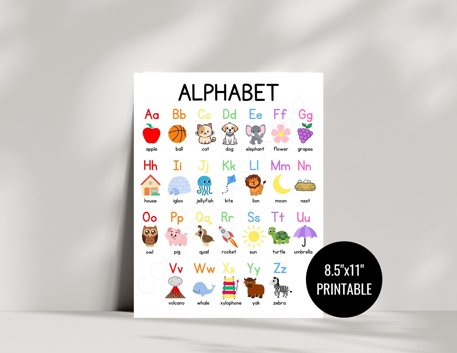 Editable Alphabet Poster | Printable ABC Chart | Canva Template ...