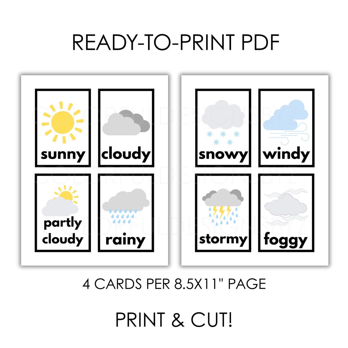 Weather Flashcards Printable | Preschool & Kindergarten Learning ...