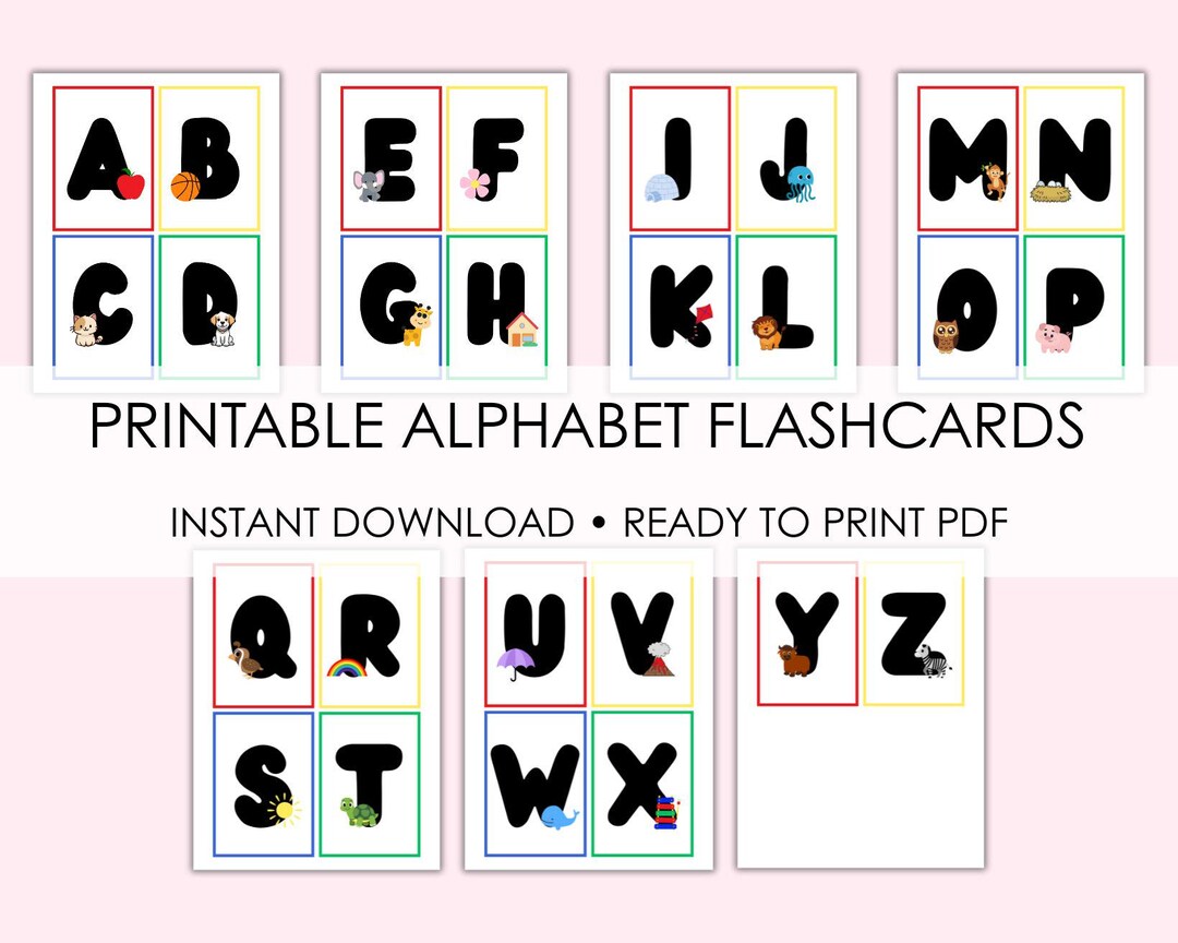 ABC Flashcards for Kids Printable – A to Z Alphabet Wall Cards ...