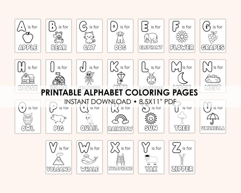 Alphabet Coloring Pages | ABC Printable Coloring Book | Preschool ...