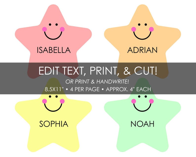 Editable Star Labels for Kids – Printable Name Tags or Reward Tags ...