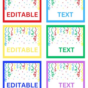 Etiquettes et étiquettes imprimables confettis modifiables | Etiquettes pour cadeaux d'anniversaire | de Étiquettes pour cadeaux | Étiquettes d'artisanat bricolage | Téléchargement PowerPoint modifiable