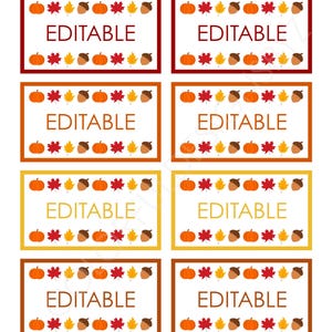 Editable Fall Labels Printable | 3.5x2” Tags | DIY Name Tags, Food ...