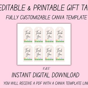 Bewerkbare canva-sjabloon voor bedankkaartjes – aangepaste cadeaukaartjes – afdrukbare bedankkaartjes – tags voor doe-het-zelfzaken en evenementen – direct downloaden