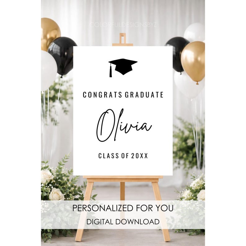 Example Grad Ou Sign Personalized Graduation Sign Printable, Congrats Graduate Sign, Custom ...