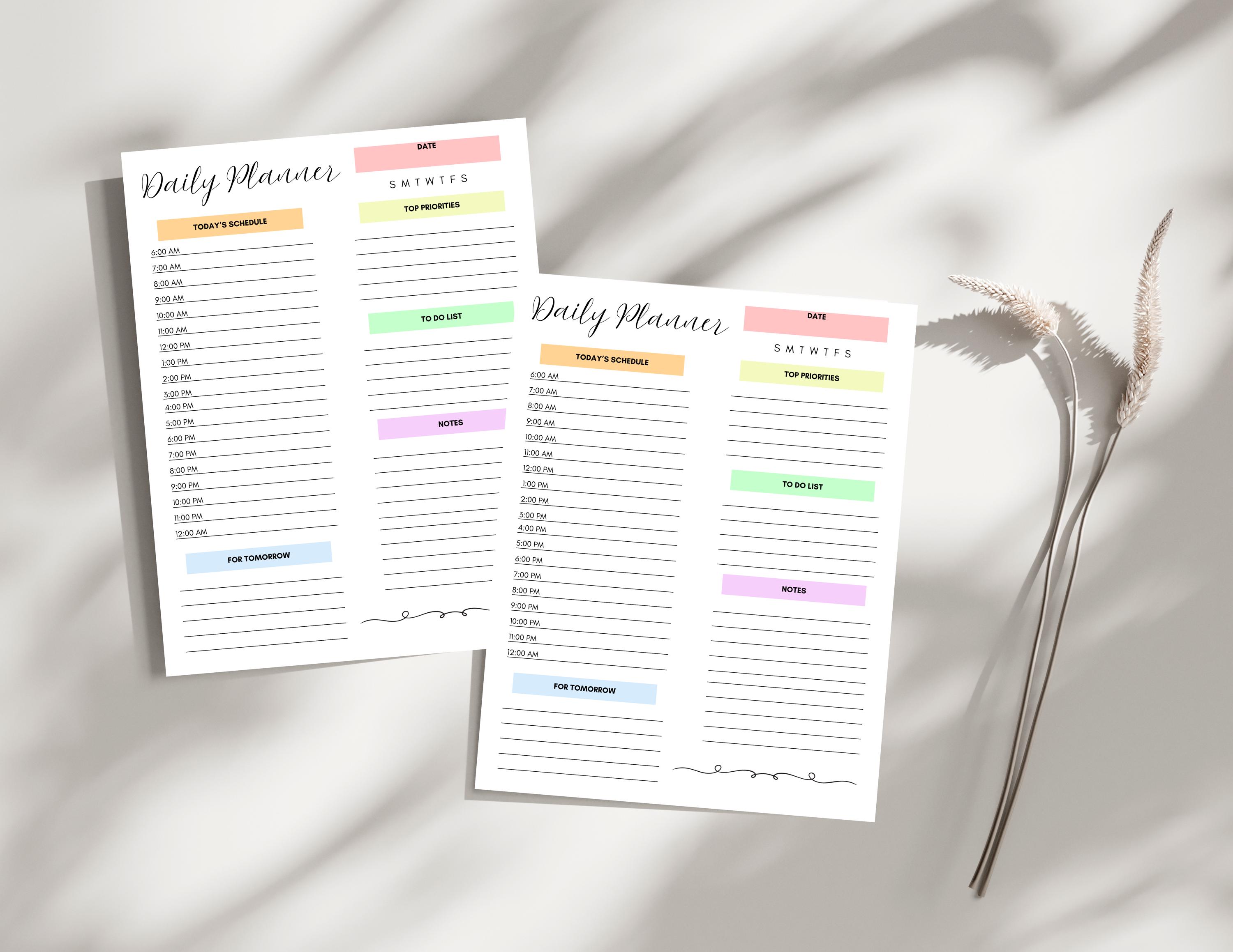 Pastel Daily Planner Printable – 8.5"x11" Ready to Print PDF – Hourly ...