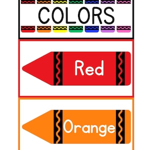 Cartes de couleur | Crayon de couleur à thème imprimable pour la salle de classe ou l'école à la maison | Décoration de classe colorée | Affichage couleurs | 11 couleurs | Téléchargement PDF