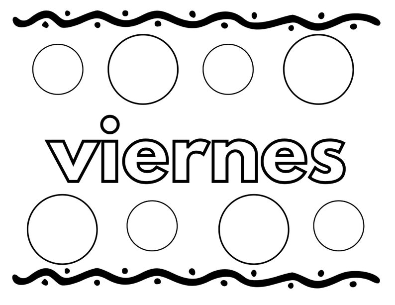 Printable 7 Days of the Week Coloring Pages in SPANISH for Toddlers and ...
