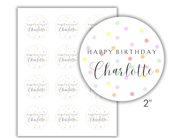 Personalized Happy Birthday Name 2 Inch Round Printable