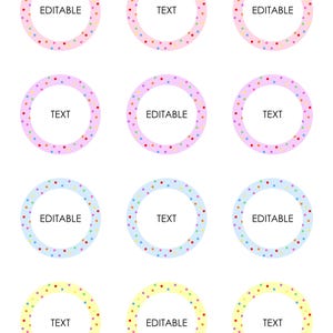 Bewerkbare ronde stippenlabels | Stickers van 2 inch | DIY-cadeaukaartjes, cupcaketoppers | Aanpasbare tekst | PowerPoint-sjabloon direct downloaden