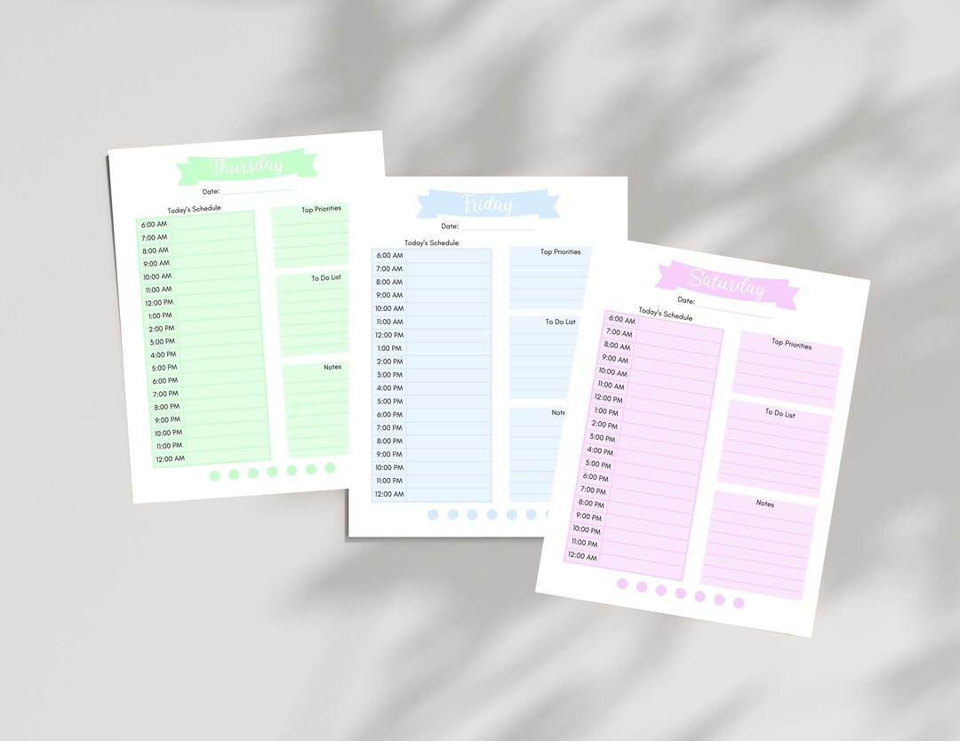 Pastel Daily Planner PDF, Printable Daily Schedule, 8.5"x11" Planner ...
