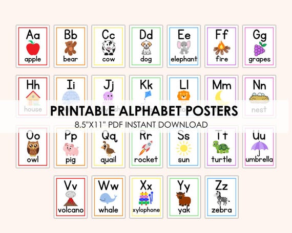 Printable Alphabet Posters | A-Z Classroom Decor | Educational