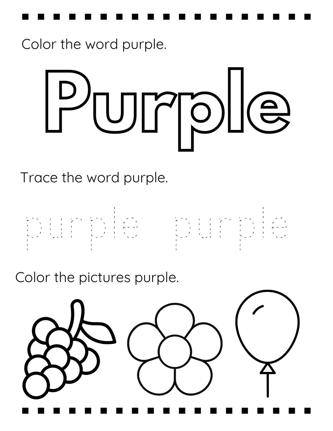 PRINTABLE Color Words Trace and Color Pages for Kids Printable Learning