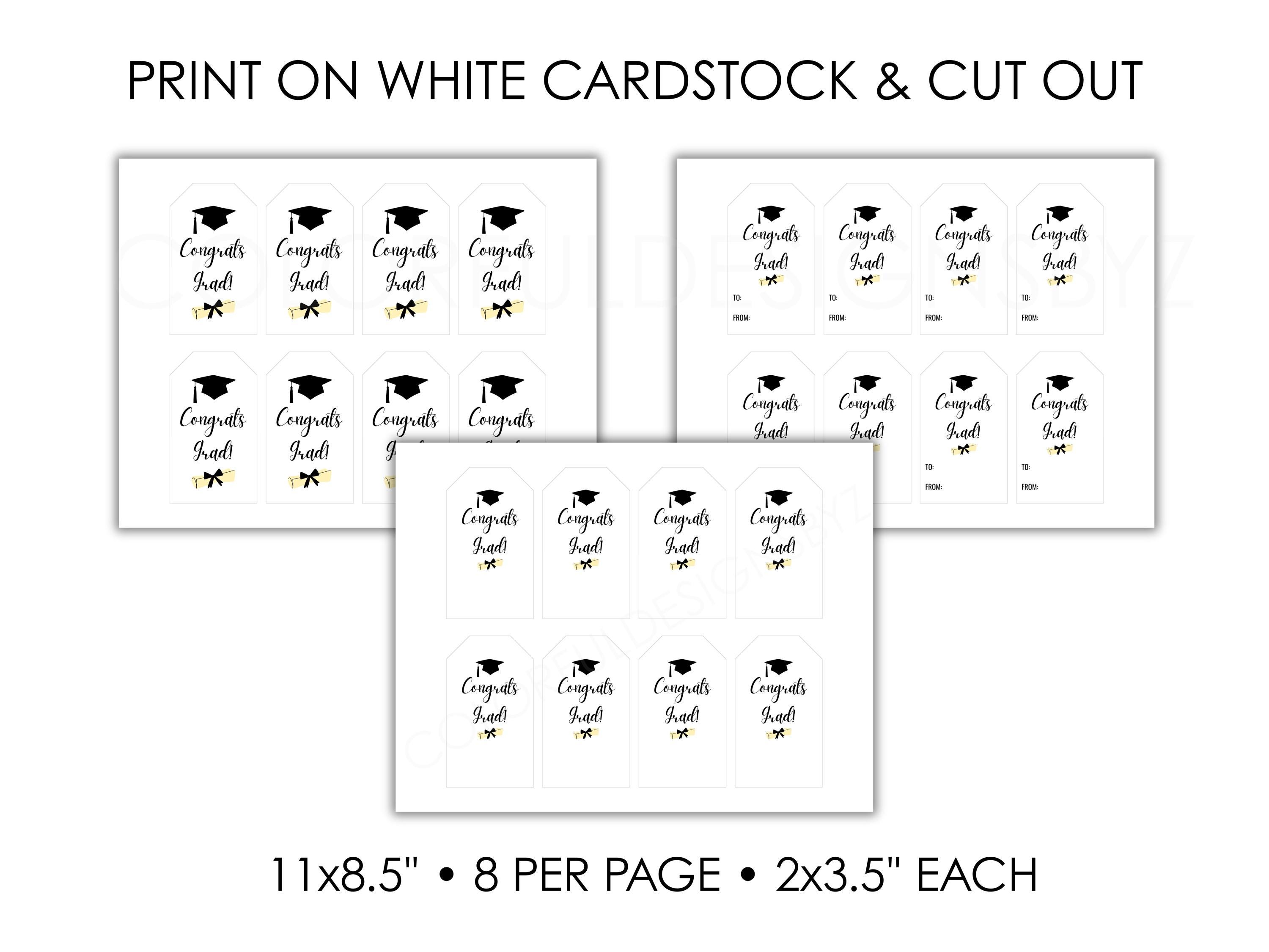 Congrats Grad Gift Tags, Printable Graduation Tags PDF, Instant ...