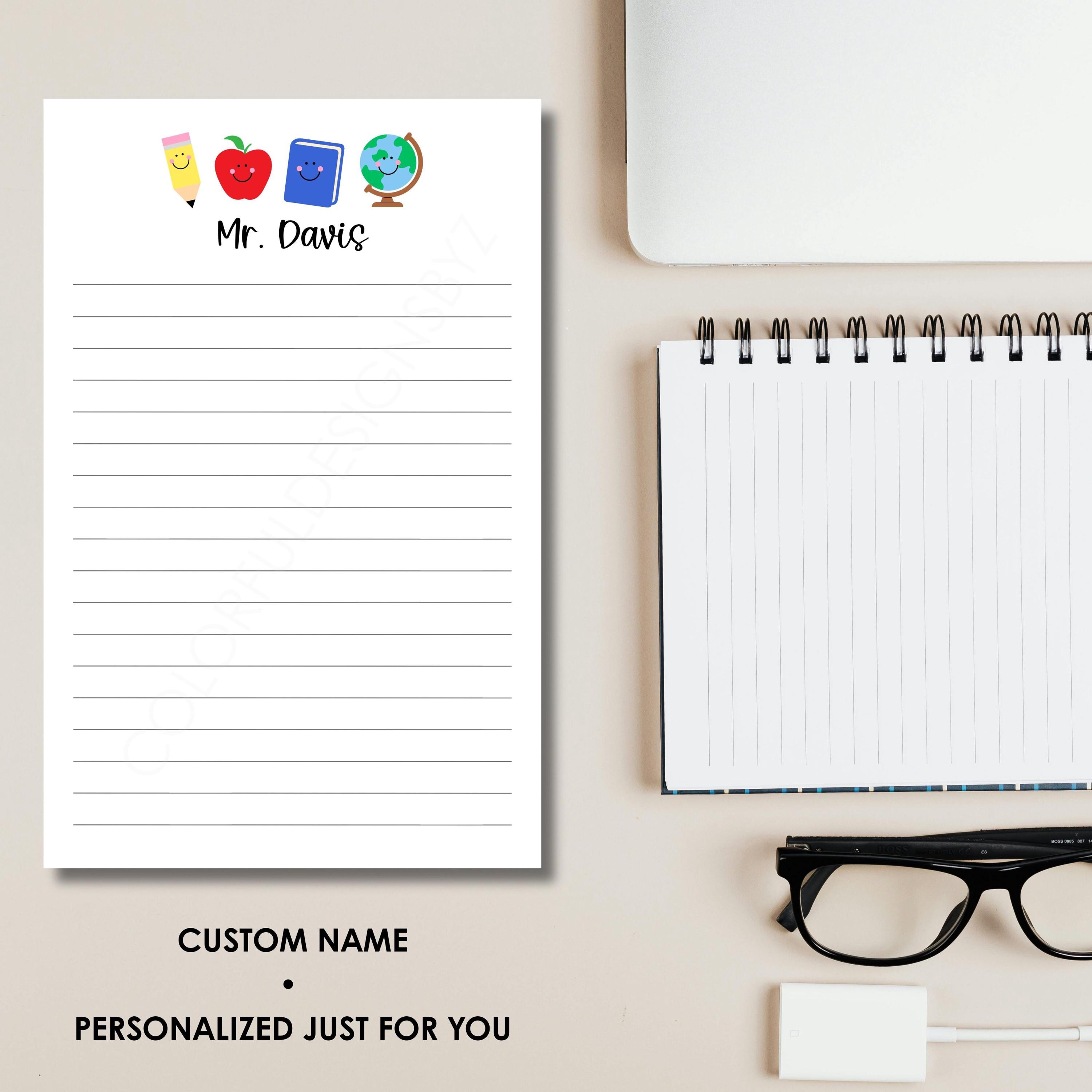 Personalized Teacher Notepad Custom Name Lined or Unlined Gift - Etsy