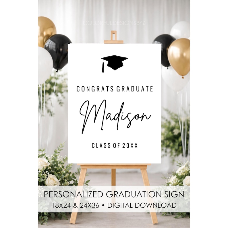 Graduation Mini Sign Personalized Graduation Sign Printable, Congrats Graduate Sign, Custom ...
