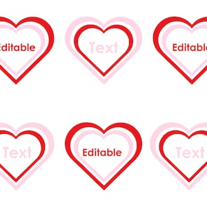 Bearbeitbare Valentinstag Herzen Printable | Rote & rosa Herzen | Bearbeitbarer Text Power Point | DIY Valentinstag, Dekor, Tags Vorlage Download