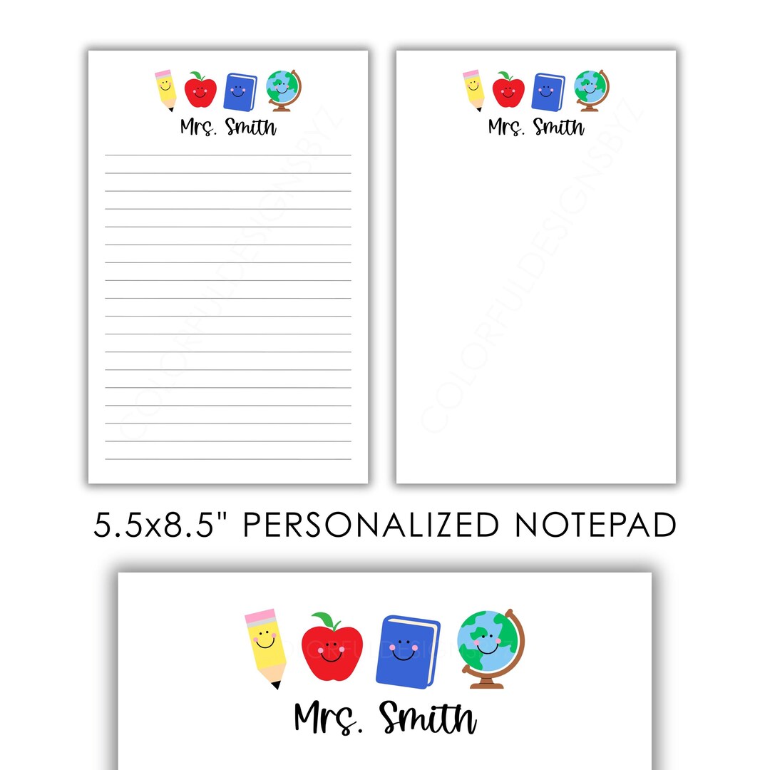 Personalized Teacher Notepad Custom Name Lined or Unlined Gift - Etsy