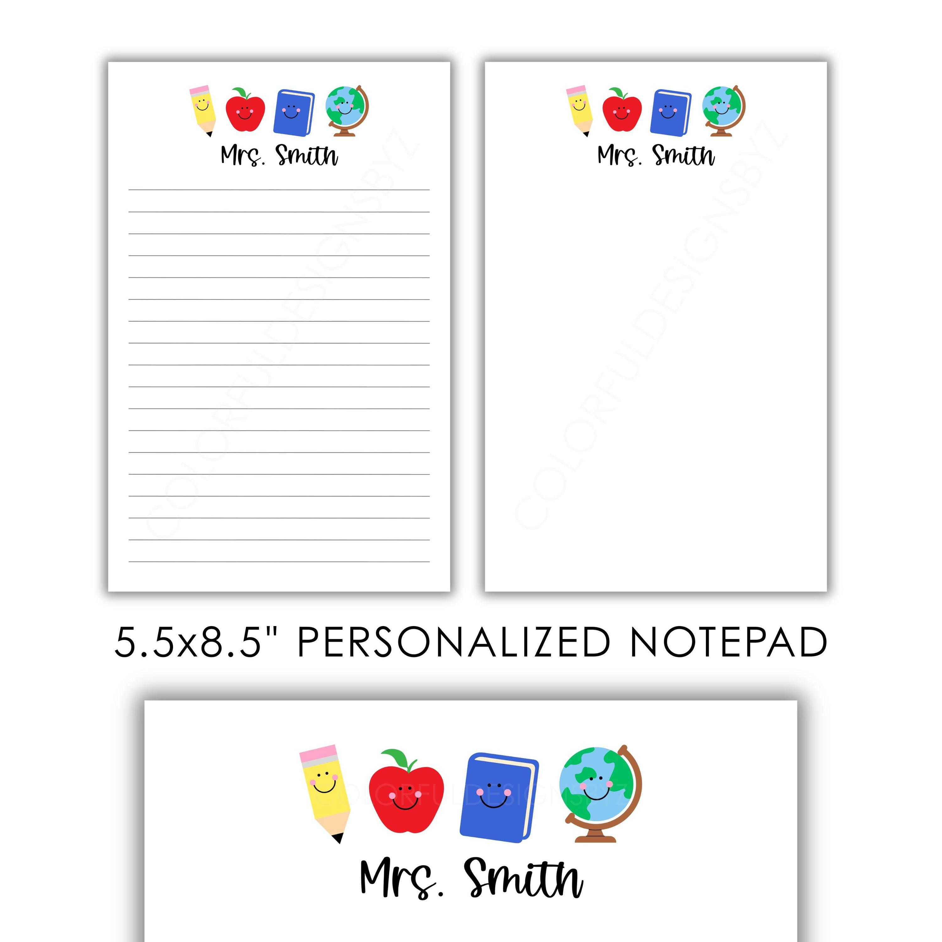 Personalized Teacher Notepad Custom Name Lined or Unlined Gift - Etsy