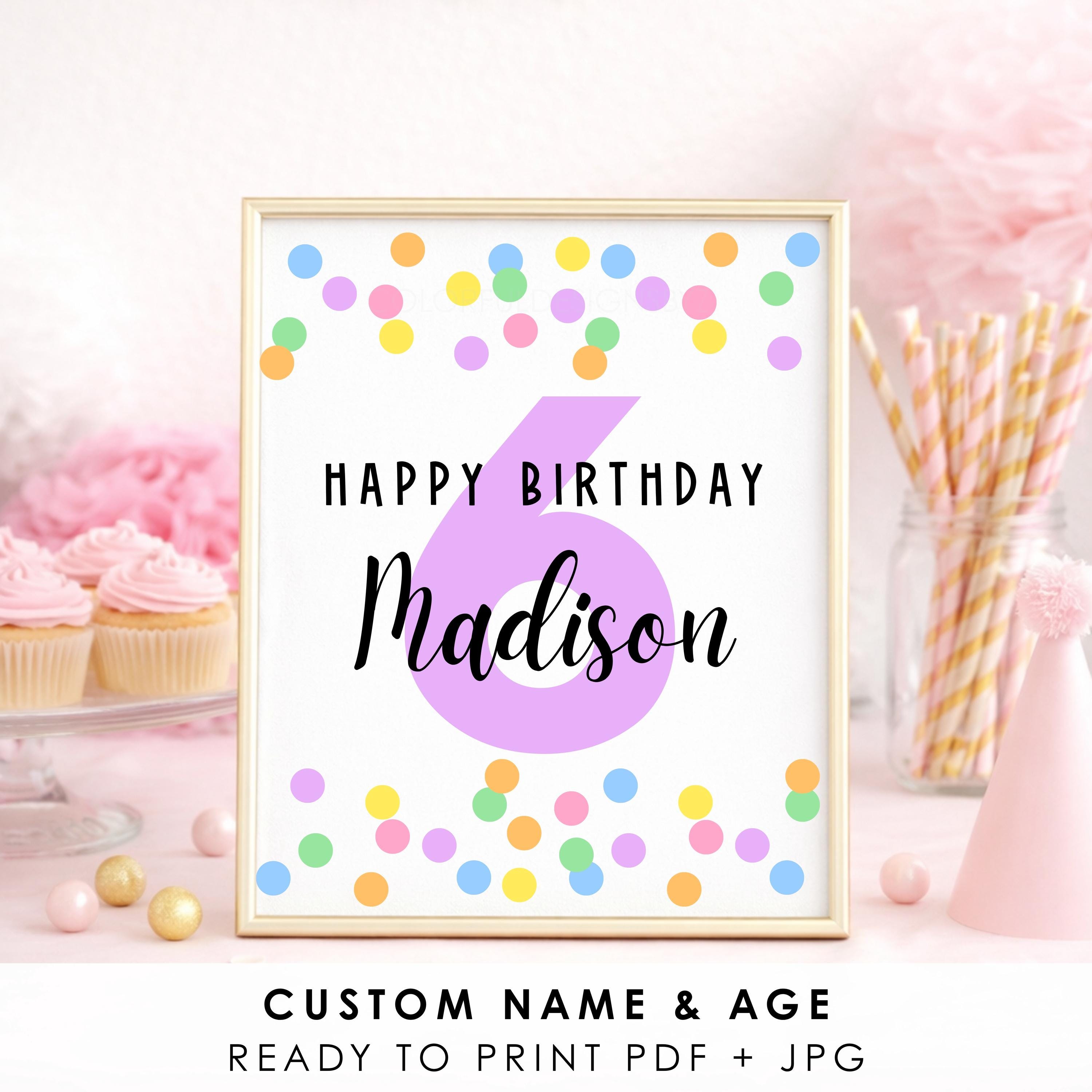 Personalized Birthday Sign Printable, Custom Name Age Birthday