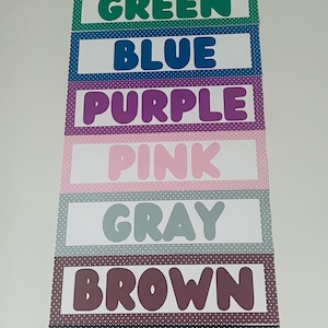 Schede stampabili con parole colorate a pois / Apprendimento precoce / Esposizione di colori per l'apprendimento / Decorazioni colorate per l'aula / PDF di 6 pagine / Pagine 8,5"x11"