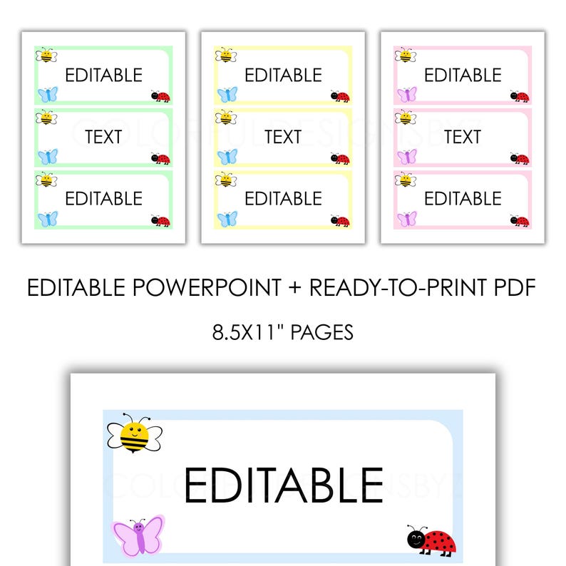 Editable Spring Classroom Labels, Butterfly Bee Bug Theme - Etsy