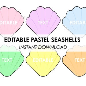 Bearbeitbare Pastell Muschel Tags & Etiketten - Druckbare Vorlagen für Klassenzimmer, Namensschilder, Geburtstag, Strandparty Dekor - Power Point Download