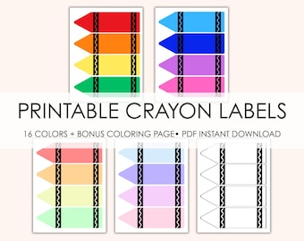 Druckbare Etiketten in Buntstiftform, Schulzimmer Bulletin Board Dekor, Namensschilder, Sofort Download PDF