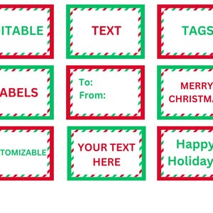 Etiquettes/étiquettes rectangulaires modifiables de Noël – Étiquettes nominatives et étiquettes cadeaux imprimables pour les fêtes