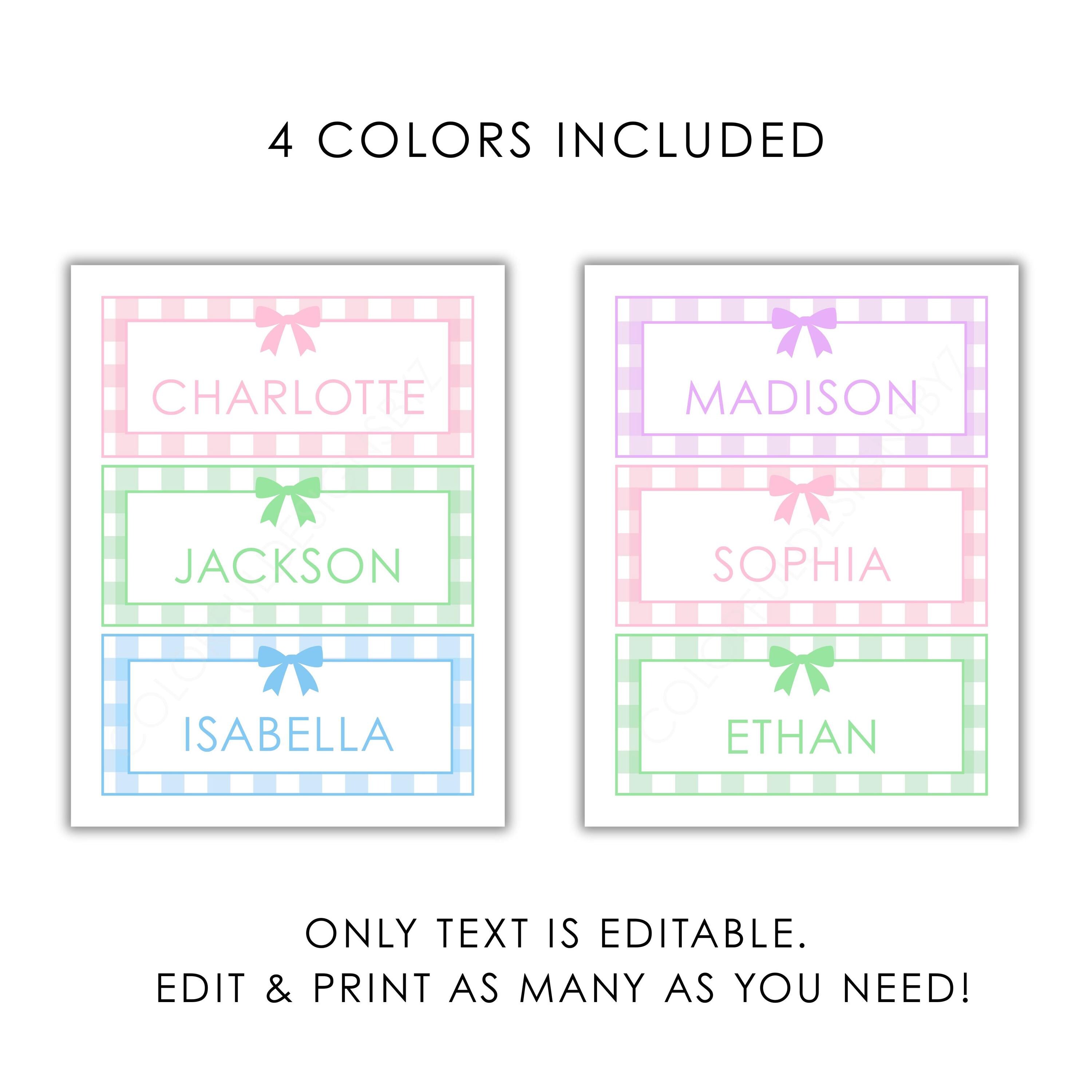 Editable Classroom Name Labels, Gingham Desk & Bin Labels Template - Etsy
