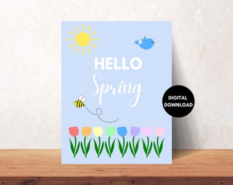 Seasonal Canva Template Bundle - Editable Hello Spring, Summer, Fall, & Winter Signs - 8.5"x11" Printable Wall Art - Customizable Download