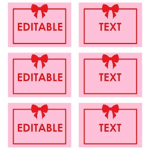 Etiquettes et étiquettes modifiables pour la Saint-Valentin | Etiquettes cadeaux imprimables roses et rouges DIY | Cartes rectangulaires et carrées à texte modifiable | Téléchargement instantané