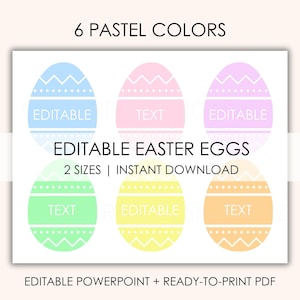 Editable Easter Egg Labels & Name Tags | DIY Pastel Spring/Easter Decor | Printable Classroom Decor | PowerPoint Instant Download