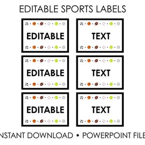 Bearbeitbare Namensschilder zum Thema Sport | Klassenzimmer Etiketten Vorlage | Sport Parties & Events | Sport Printable | Power Point Sofort-Download