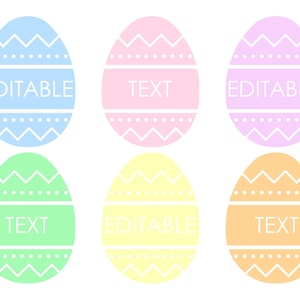 Etiquetas y etiquetas de nombre para huevos de Pascua editables / Decoración DIY en tonos pastel para primavera/Pascua / Decoración imprimible para el aula / Descarga instantánea de PowerPoint