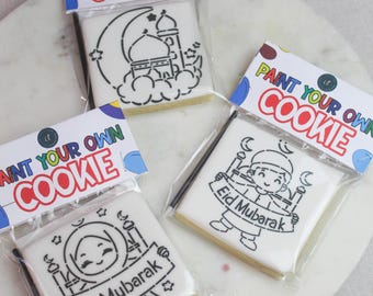 Eid Paint Your Own Cookies Kit for Kids | 2 cookies | Eid Mubarak PYO Sugar Cookies | Halal Eid Activity Gift