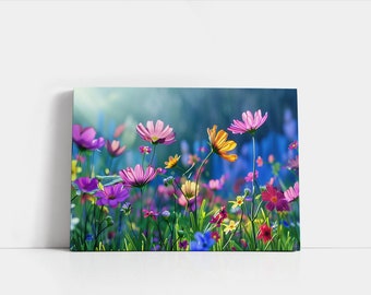 Meadow Serenity: Vibrant Blissful Field of Flowers, House warming Gift, Gift for her him, gift for mom, wall art abstract, popular right now