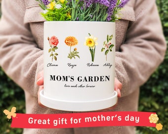 Grandma&#39;s Gift,Birth Month Flower Pot,Custom Plant Pot,Personalized Gifts for Mom,Grandma Garden Gifts,Mother&#39;s Day Gifts,Flower pot