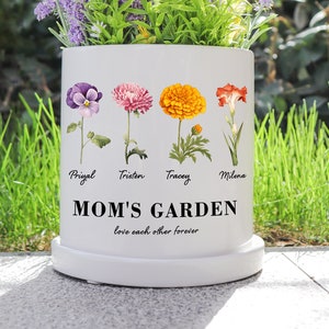 Personalized Gift for Grandma, Birth Flower Pot, Grandmas Garden, Birth flower Mom Gifts from Daughter, Nana's, Mother's Day gift image 7