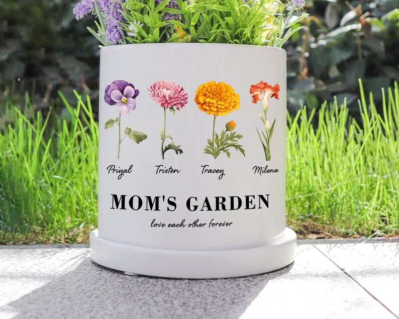 Personalized Gift for Grandma, Birth Flower Pot, Grandmas Garden, Birth flower Mom Gifts from Daughter, Nana's, Mother's Day gift image 7