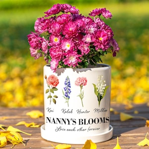 Cache-pot personnalisé|Pot de fleur de naissance|Jardin de grand-mère|Cadeau pour grand-mère|Cadeau de fête des mères|Pot de fleur|Plante de potier