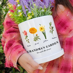 Personalized Gift for Grandma, Birth Flower Pot, Grandmas Garden, Birth flower Mom Gifts from Daughter, Nana's, Mother's Day gift image 5