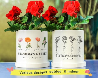 Personalized Birth Flower Plant Pot,Custom Grandma's Garden Plant Pot,Outdoor Flower Pot,Indoor Flower PotMother's Day Gifts