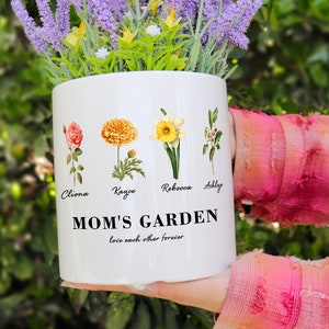 Personalized Gift for Grandma, Birth Flower Pot, Grandmas Garden, Birth flower Mom Gifts from Daughter, Nana's, Mother's Day gift image 6