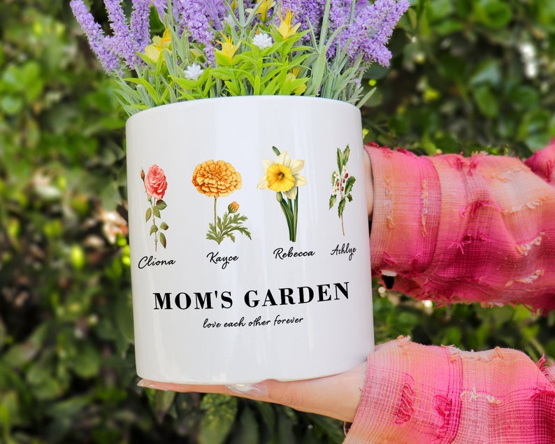 Personalized Gift for Grandma, Birth Flower Pot, Grandmas Garden, Birth flower Mom Gifts from Daughter, Nana's, Mother's Day gift image 6