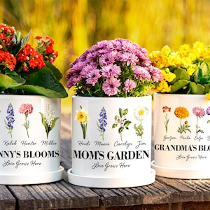Personalized Birth Flower Plant Pot,Custom Grandma's Garden Plant Pot,Outdoor Flower Pot,Indoor Flower PotMother's Day Gifts